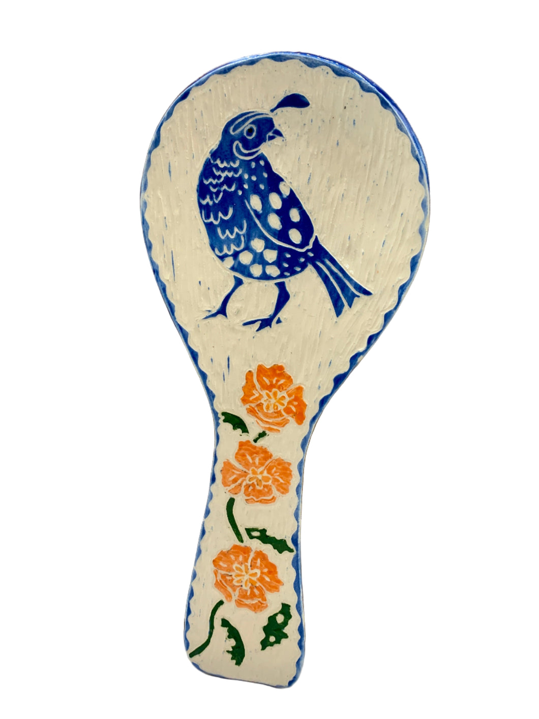 Blue Quail Spoon Rest